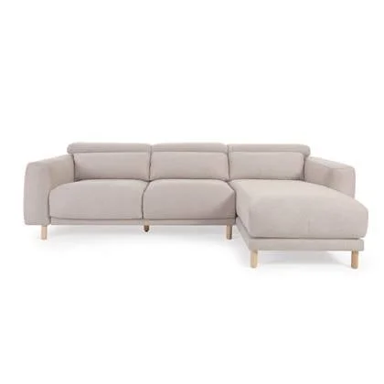 Kave Home - Singa 3-zitsbank met chaise longue rechts in beige 296 cm