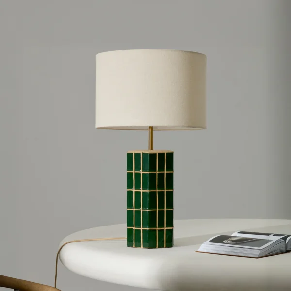 Kave Home Tafellamp Rue Keramiek incl. kap - groen / ecru