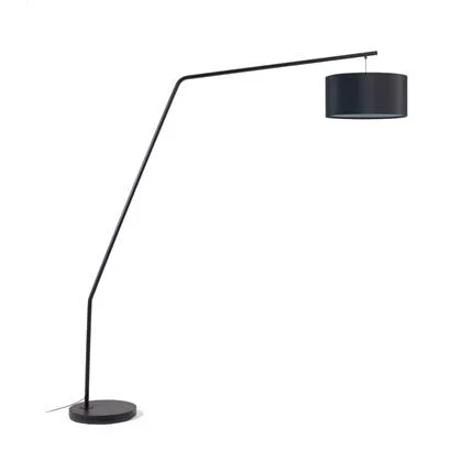 Kave Home - Vloerlamp Ciana metaal met zwarte finish en katoenen kap