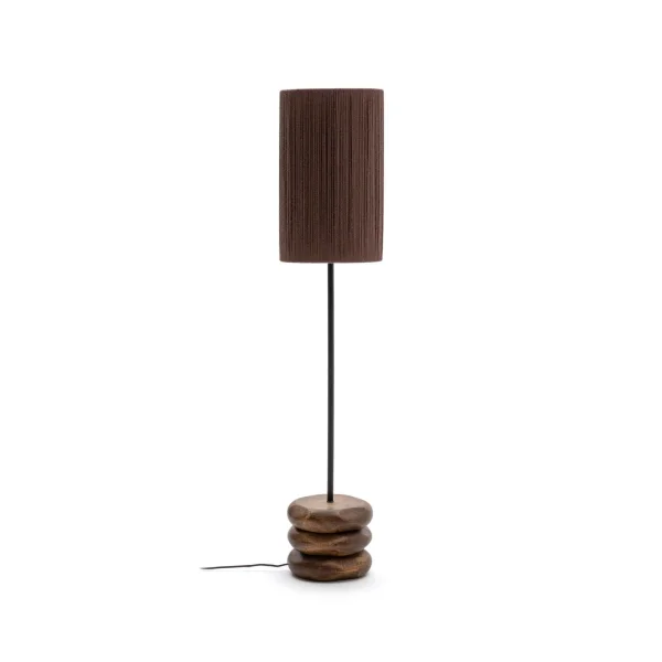 Kave Home Vloerlamp Kor Acaciahout en jute, 147cm - Bruin