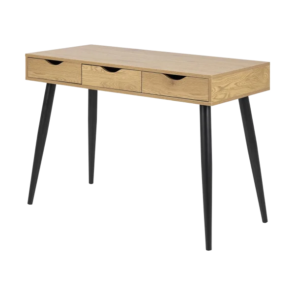 Keet houten bureau naturel - met 3 lades - 110 x 50 cm