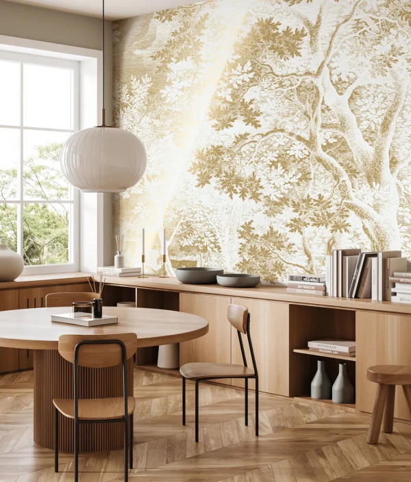 KEK Amsterdam-collectie Goud behang Engraved Landscapes Off-White