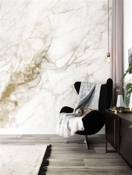 KEK Amsterdam-collectie Goud behang Marble Wit