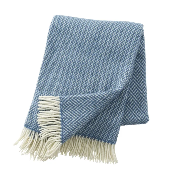 Klippan Yllefabrik Pulse wollen plaid china blue (blauw)