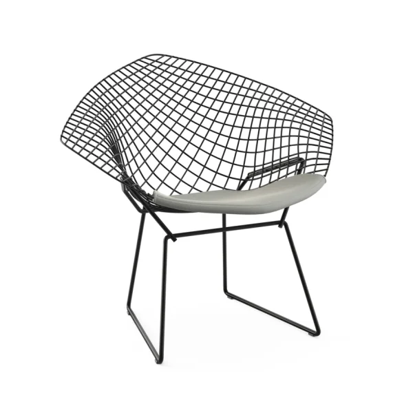 Knoll International Bertoia Diamond Fauteuil - Ultrasuede - grijs - Rilsan-coating zwart