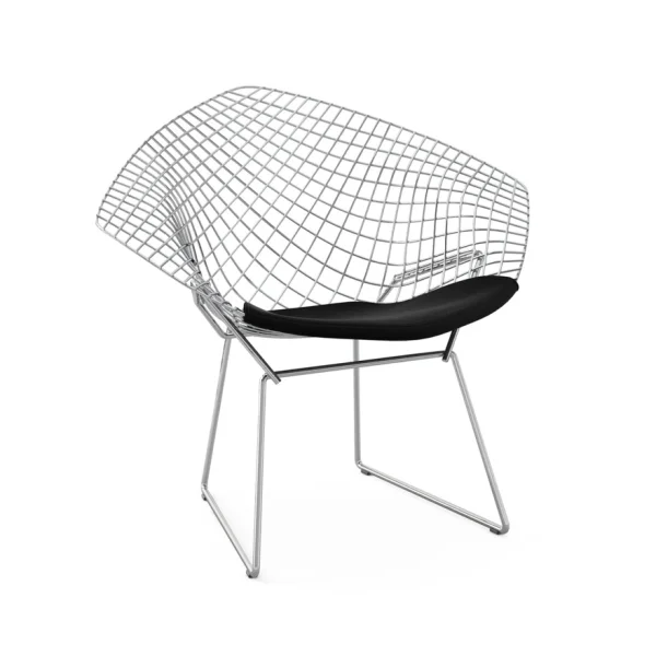 Knoll International Bertoia Diamond Fauteuil - Ultrasuede - zwart - chroom hoogglans