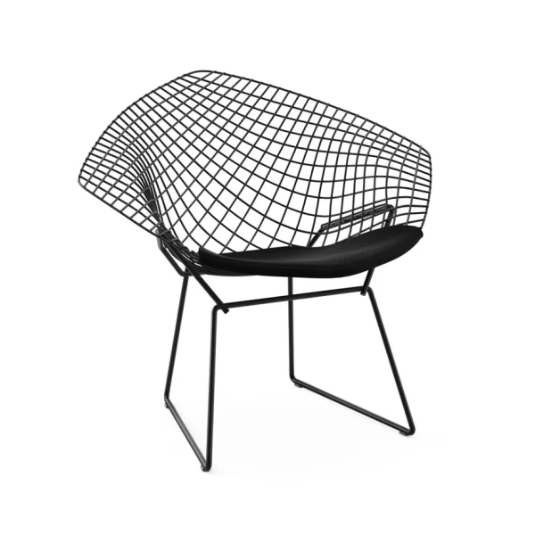 Knoll International Bertoia Diamond Fauteuil - Ultrasuede - zwart - Rilsan-coating zwart