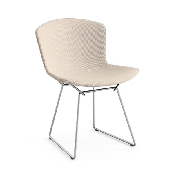 Knoll International Bertoia Side Stoel - gestoffeerd - Cato - crèmewit - chroom hoogglans