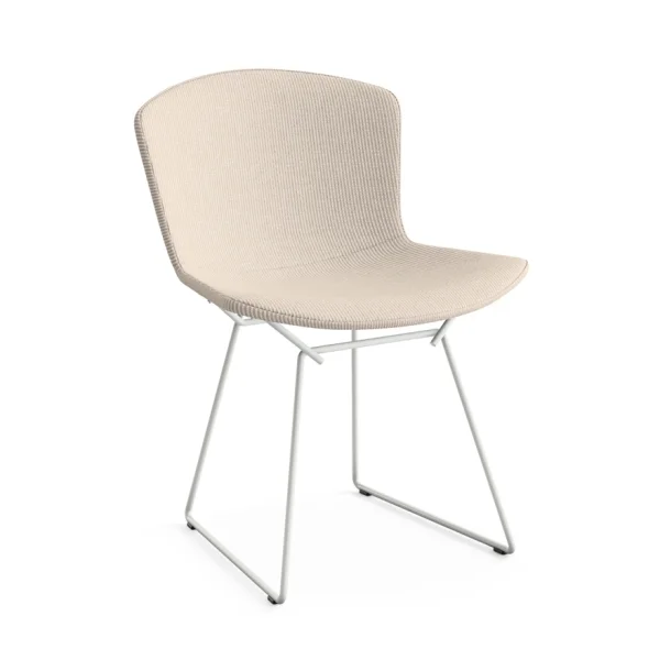 Knoll International Bertoia Side Stoel - gestoffeerd - Cato - crèmewit - Rilsan-coating wit