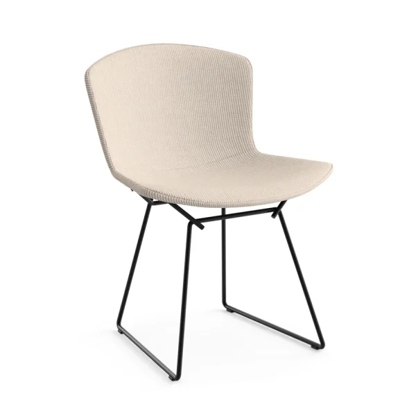 Knoll International Bertoia Side Stoel - gestoffeerd - Cato - crèmewit - Rilsan-coating zwart