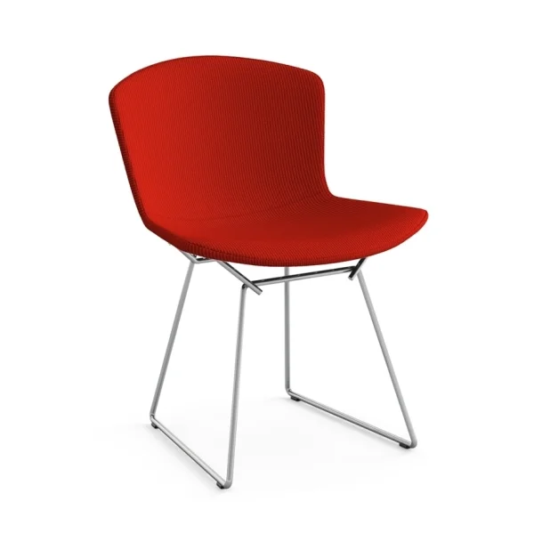 Knoll International Bertoia Side Stoel - gestoffeerd - Cato - rood - chroom hoogglans