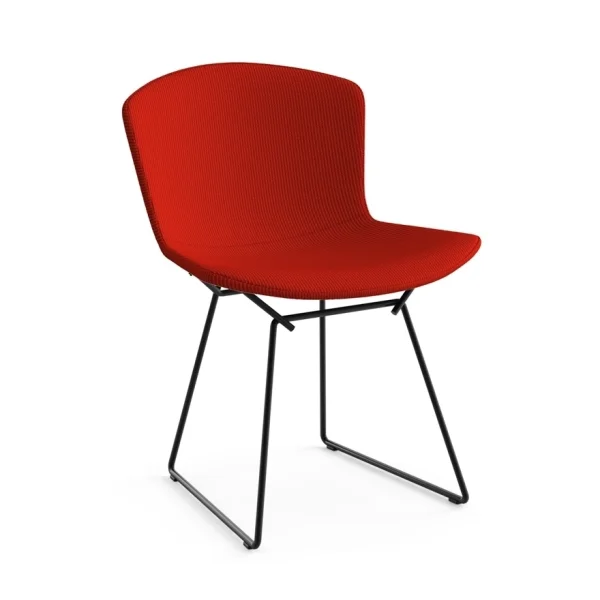 Knoll International Bertoia Side Stoel - gestoffeerd - Cato - rood - Rilsan-coating zwart