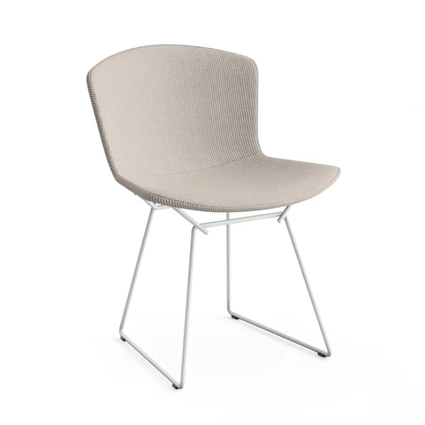 Knoll International Bertoia Side Stoel - gestoffeerd - Cato - zandgrijs - Rilsan-coating wit