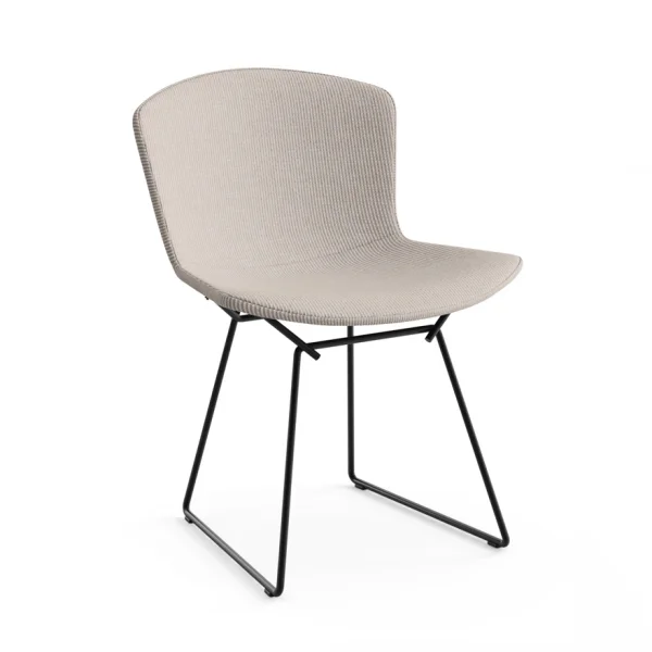 Knoll International Bertoia Side Stoel - gestoffeerd - Cato - zandgrijs - Rilsan-coating zwart