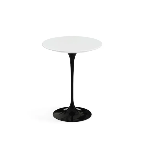 Knoll International Bijzettafel Saarinen - rond - Ø 41 cm - Laminaat wit - zwart