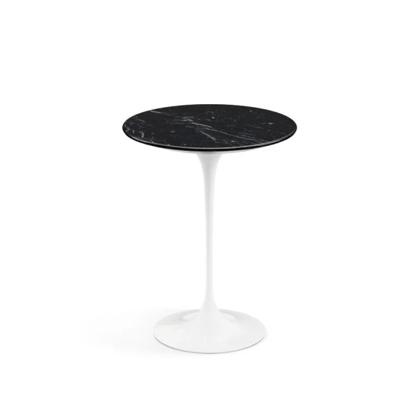 Knoll International Bijzettafel Saarinen - rond - Ø 41 cm - Nero Marquina Marmor - hoogglans - wit