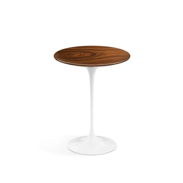 Knoll International Bijzettafel Saarinen - rond - Ø 41 cm - Santos Palisander fineer - wit