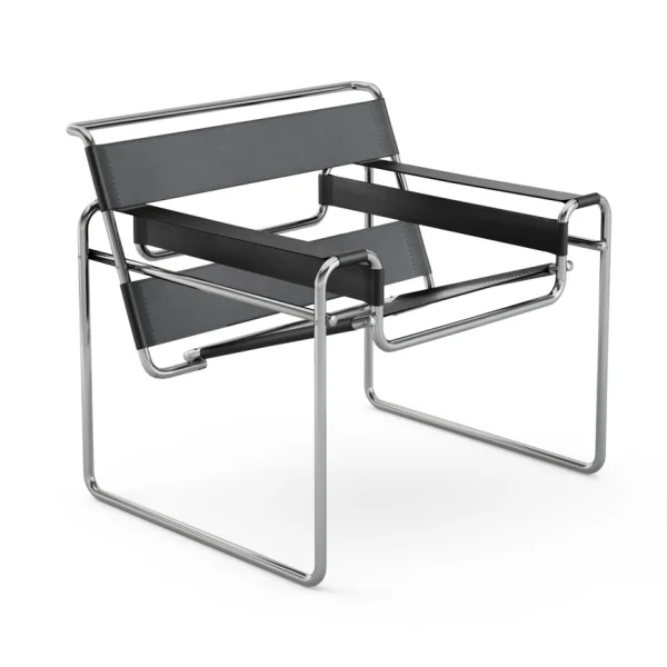 Knoll International Breuer Original Wassily Lounge fauteuil - Spinneybeck Leer zwart