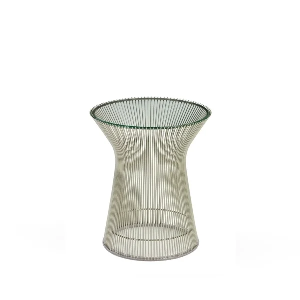 Knoll International Platner bijzettafel - Kristalglas - nikkel gepolijst