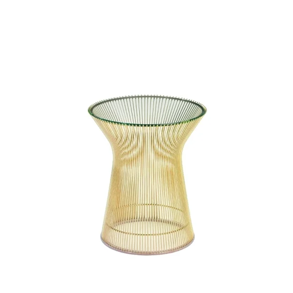 Knoll International Platner bijzettafel - Kristalglas - verguld 18 karaat