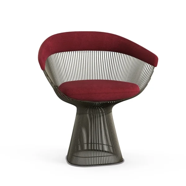 Knoll International Platner Side Armleunstoel - Circa - bordeaux rood - metallic bronze lak