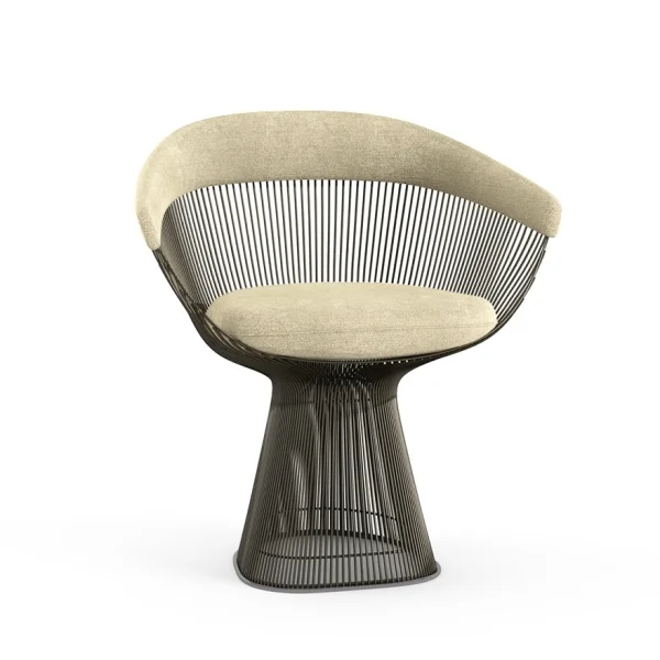 Knoll International Platner Side Armleunstoel - Circa - crèmewit - metallic bronze lak