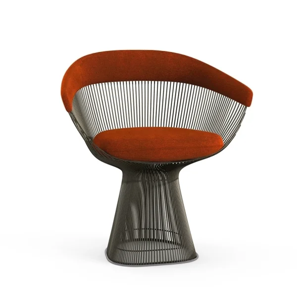 Knoll International Platner Side Armleunstoel - Circa - steenrood - metallic bronze lak