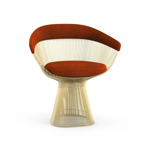 Knoll International Platner Side Armleunstoel - Circa - steenrood - verguld 18 karaat