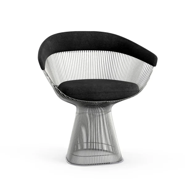 Knoll International Platner Side Armleunstoel - Circa - zwart - nikkel gepolijst