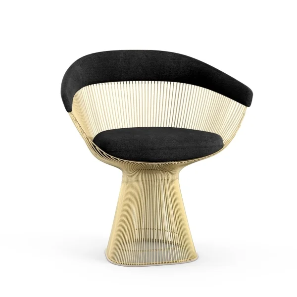 Knoll International Platner Side Armleunstoel - Circa - zwart - verguld 18 karaat