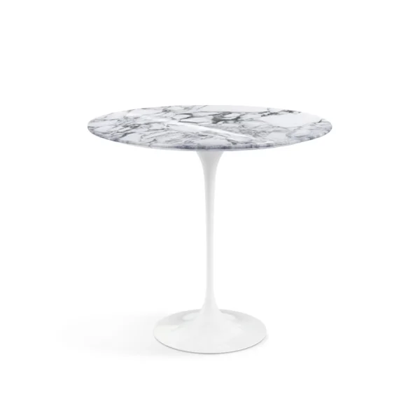 Knoll International Saarinen bijzettafel - ovaal - Arabescato Marmer - hoogglans - wit