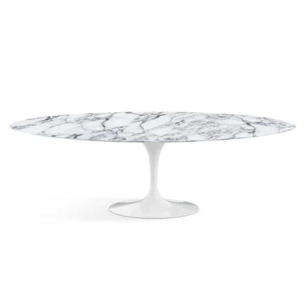 Knoll International Saarinen eettafel - ovaal - Arabescato Marmer - satijn/mat - ovaal 244 x 137 cm - wit