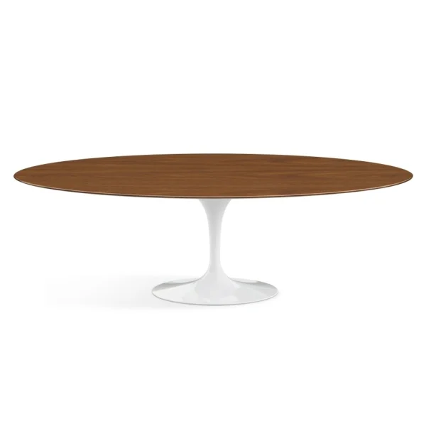 Knoll International Saarinen eettafel - ovaal - Notenhout fineer - ovaal 244 x 137 cm - wit