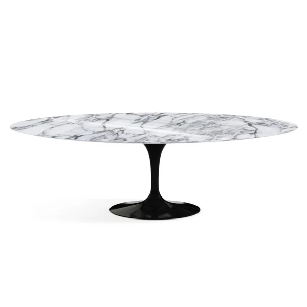 Knoll International Saarinen eettafel - ovaal - ovaal 244 x 137 cm - Arabescato Marmer - hoogglans - zwart