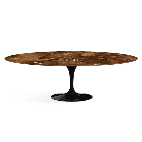 Knoll International Saarinen eettafel - ovaal - ovaal 244 x 137 cm - Brown Emperador Marmer - satijn/mat - zwart