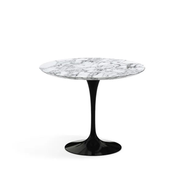 Knoll International Saarinen Eettafel - rond - Arabescato Marmer - satijn/mat - Ø 91 cm - zwart