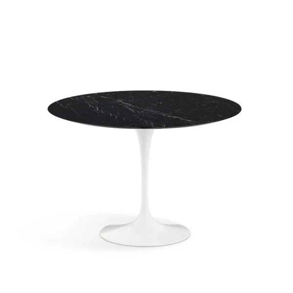 Knoll International Saarinen Eettafel - rond - Ø 107 cm - Nero Marquina Marmor - hoogglans - wit