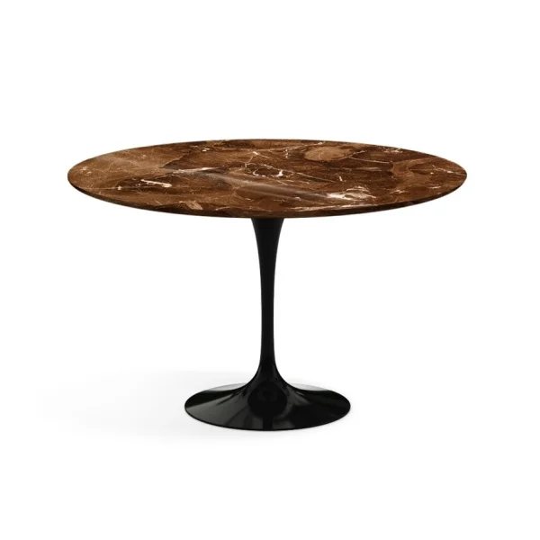 Knoll International Saarinen Eettafel - rond - Ø 120 cm - Brown Emperador Marmer - hoogglans - zwart