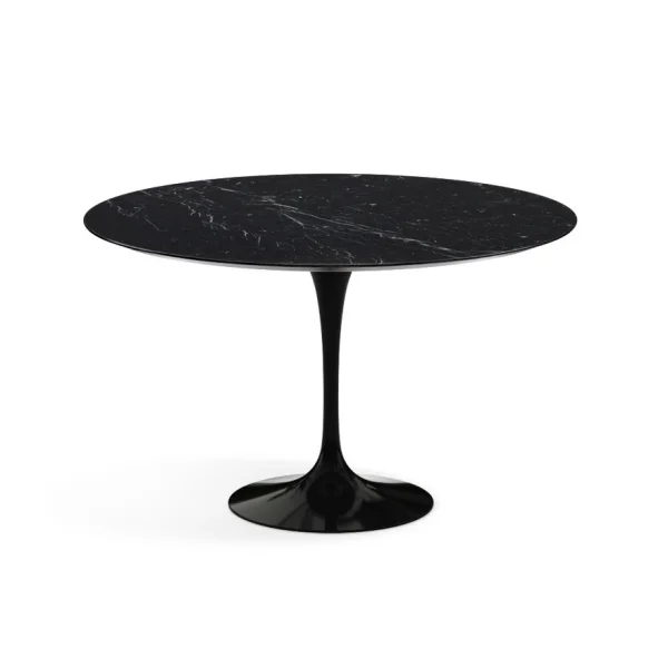 Knoll International Saarinen Eettafel - rond - Ø 120 cm - Nero Marquina Marmor - hoogglans - zwart