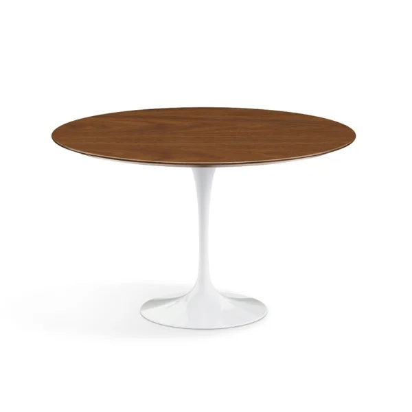 Knoll International Saarinen Eettafel - rond - Ø 120 cm - Notenhout fineer - wit
