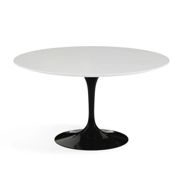 Knoll International Saarinen Eettafel - rond - Ø 137 cm - Laminaat wit - zwart