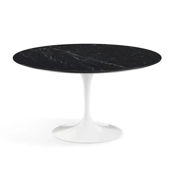 Knoll International Saarinen Eettafel - rond - Ø 137 cm - Nero Marquina Marmor - hoogglans - wit