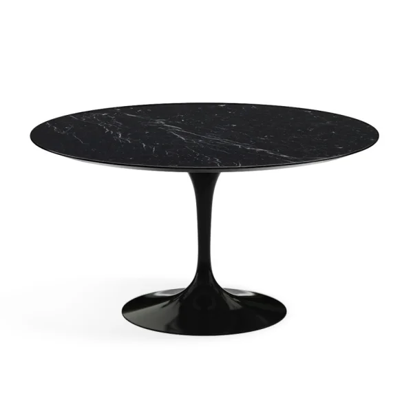 Knoll International Saarinen Eettafel - rond - Ø 137 cm - Nero Marquina Marmor - hoogglans - zwart