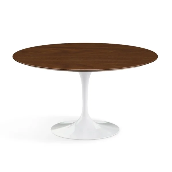 Knoll International Saarinen Eettafel - rond - Ø 137 cm - Notenhout fineer - wit