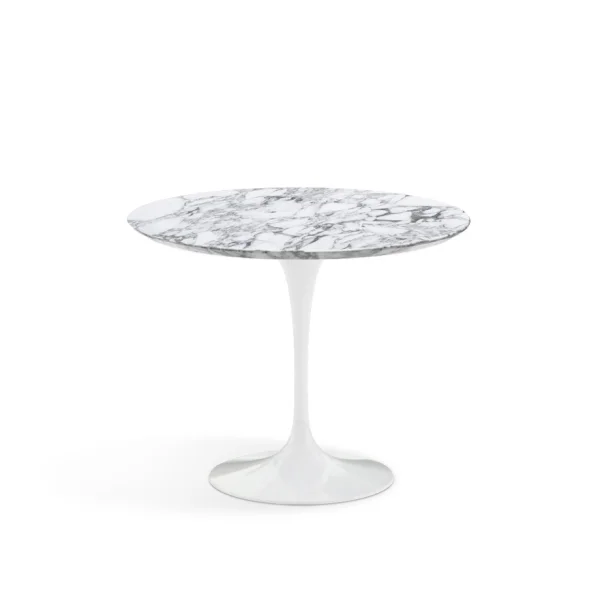 Knoll International Saarinen Eettafel - rond - Ø 91 cm - Arabescato Marmer - satijn/mat - wit