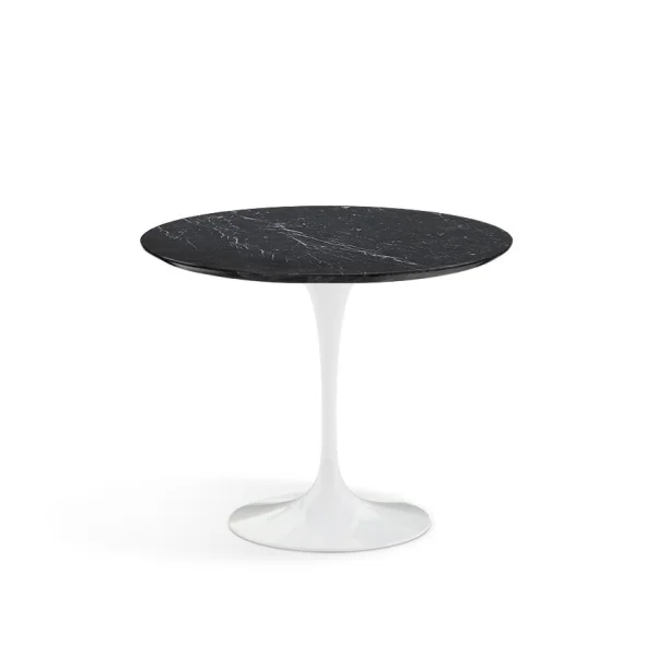 Knoll International Saarinen Eettafel - rond - Ø 91 cm - Nero Marquina Marmor - hoogglans - wit