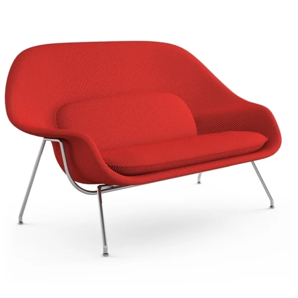 Knoll International Saarinen Womb Bank - Cato - rood - chroom hoogglans - Relax - Polyester vulling