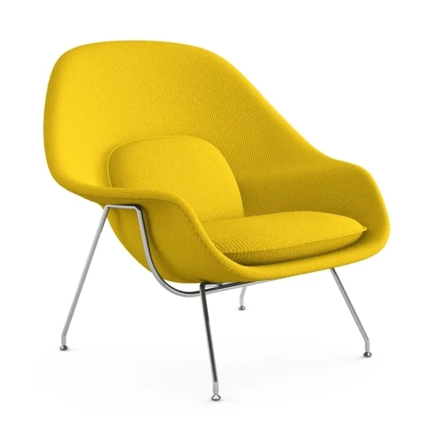 Knoll International Saarinen Womb Fauteuil - Cato - geel - Chroom - Relax - Polyester vulling - standaard (B/H/T 106x92x94 cm)