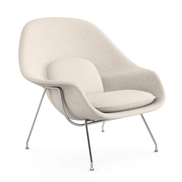 Knoll International Saarinen Womb Fauteuil - Cato - natuur - Chroom - Relax - Polyester vulling - standaard (B/H/T 106x92x94 cm)