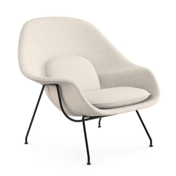 Knoll International Saarinen Womb Fauteuil - Cato - natuur - zwart - Relax - Polyester vulling - standaard (B/H/T 106x92x94 cm)